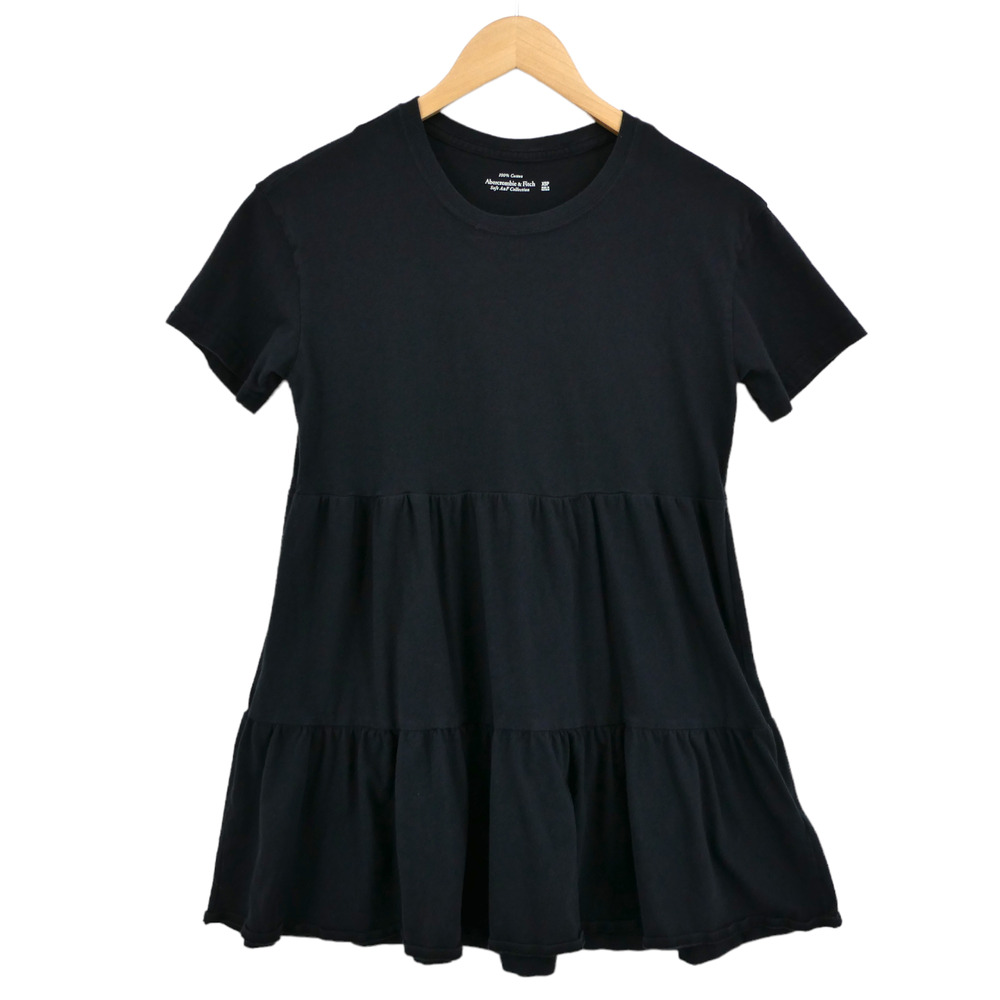 Abercrombie & Fitch Women's Peplum Black 100% Cotton Short Sleeve Top Size XSP